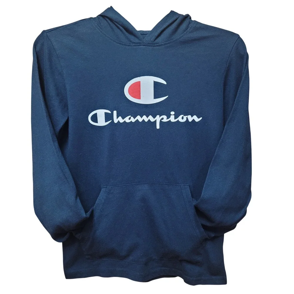 Champion Youth L Pullover Hoodie Kangaroo Pocket Navy‎ Gorpcore Athletic